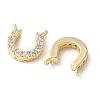 Brass Micro Pave Clear Cubic Zirconia Horseshoe Charms KK-Q031-40G-01-2