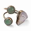 Nuggets Natural Druzy Agate & Green Aventurine Open Cuff Rings RJEW-A041-02R-3