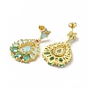 Colorful Cubic Zirconia & Rhinestone Teardrop Dangle Stud Earrings EJEW-H093-18G-2