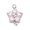 304 Stainless Steel Micro Pave Cubic Zirconia Flower Connector Charms STAS-U042-01P-01-1