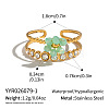 304 Stainless Steel Rhinestone Cuff Open Rings for Women ZW2135-1-1
