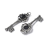 Key Brass Natural Black Agate Big Pendants KK-D361-01AS-15-2