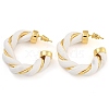 Brass & PU Leather Twist Stud Earrings EJEW-K293-19G-01-1