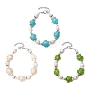 3Pcs Synthetic Turquoise & Plastic Pearl Beads Link Bracelets for Women BJEW-JB11278-2