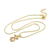 Brass Pave Cubic Zirconia Girl Love Pendant Necklaces for Women NJEW-S430-01G-02-2