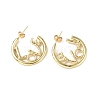 Brass Ring with Word Love Stud Earrings EJEW-P214-13G-1