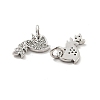 Pigeon with Leaf Brass Micro Pave Clear Cubic Zirconia Charms KK-G425-13P-2