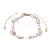 Natural Rose Quartz Chips & Handmade Seed Beads Braided Bracelet Making AJEW-MZ00004-08-1