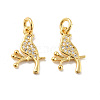 Bird Brass Micro Pave Clear Cubic Zirconia Pendants KK-G425-20-2