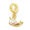 Rack Plating Brass Pave Clear AB Cubic Zirconia Whale European Dangle Charms KK-Z067-41G-1