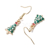 Christmas Tree Alloy Rhinestone Dangle Earrings EJEW-JE05828-01-4