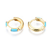 Brass Enamel Huggie Hoop Earrings EJEW-T014-10G-02-NF-2