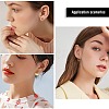 6Pairs 6 Style Half Round & Safety Pin & Key 304 Stainless Steel Stud Earrings for Women EJEW-SZ0001-64-5