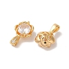 Brass Micro Pave Clear Cubic Zirconia Charms KK-M294-20G-2