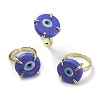 Lampwork Evil Eye Open Cuff Ring RJEW-M147-01LG-01-1