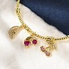 Brass Micro Pave Cubic Zirconia Fruit Charm Bangles for Women BJEW-Z089-01G-01-2