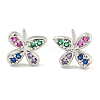 Rack Plating Brass Micro Pave Clear Cubic Zirconia Stud Earrings EJEW-N055-02P-RS-2