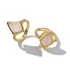 Rhombus Natural Rose Quartz Finger Rings RJEW-B113-01G-06-4