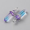 Transparent Glass Double Terminal Pointed Pendants LS-G-WH0016-41L-2