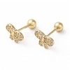 Bowknot Bow Brass Micro Pave Clear Cubic Zirconia Cartilage Earrings EJEW-L289-03G-04-1