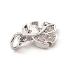 Brass Micro Pave Clear Cubic Zirconia Leaf Charms ZIRC-F132-48P-3