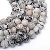 Round Natural Black Silk Stone/Netstone Bead Strands G-R345-10mm-20-1