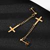 Christian Upside Down Cross 201 Stainless Steel Dangle Stud Earrings EJEW-P314-01B-G-2