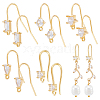 20Pcs 5 Style Brass Micro Pave Clear Cubic Zirconia Earrings Findings EJEW-UN0002-44-1