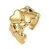 Heart Brass Double Layer Open Cuff Rings for Women RJEW-Z050-12G-1