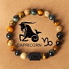 Twelve Constellations Natural Tiger Eye & Picture Jasper & Rhyolite Jasper Round & Column Beaded Stretch Bracelets for Women Men WG6FA5D-12-1