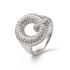 Letter Brass Micro Pave Clear Cubic Zirconia Open Cuff Ring for Women RJEW-N046-03Q-P-1