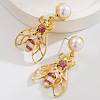 Alloy Enamel & Plastic Pearl Stud Dangle Earrings WGC160B-02-1