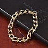 304 Stainless Steel Cuban Link Chain Bracelets for Women Men BJEW-F488-31G-2