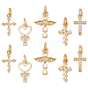   10Pcs 5 Styles Real 18K Gold Plated Brass Micro Pave Cubic Zirconia Pendants KK-PH0006-48-1