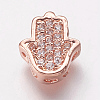 Brass Cubic Zirconia Beads KK-P134-05RG-1