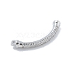 Rack Plating Brass Micro Pave Clear Cubic Zirconia Curved Bar Connector Charms KK-A234-066P-2