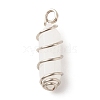 Natural White Jade Double Terminal Pointed Pendants PALLOY-JF01686-05-2