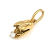 304 Stainless Steel Micro Pave Cubic Zirconia Charms SA-CBA1D2B-01G-D-2