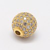 CZ Brass Micro Pave Cubic Zirconia Round Beads ZIRC-L017-03G-2