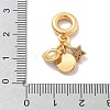 Brass Clear Cubic Zirconia Star & Shell Shape & Flat Round European Dangle Charms KK-M305-20G-3