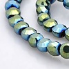 Full Green Plated Glass Faceted Flat Round Beads Strands EGLA-A033-4mm-FP02-1