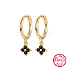 Real 18K Gold Plated 925 Sterling Silver Flower Dangle Hoop Earrings IN9619-12-1