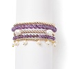 5Pcs 5 Style Natural Gemstone & Brass Beaded Stretch Bracelets Set BJEW-JB08870-3