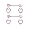 304 Stainless Steel Pink Cubic Zirconia Nipple Rings WGE5BE3-04-1