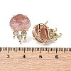 Brass Micro Pave Cubic Zirconia Stud Earring Findings with Natural Strawberry Quartz KK-Z096-05G-09-3