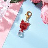 Natural Carnelian & Glass Seed Beaded Cat Pendant Decoration HJEW-MZ00157-07-1