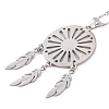 Non-Tarnish Woven Net/Web with Feather 304 Stainless Steel Boho Pendant Necklaces for Women NJEW-G087-05P-2