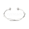 Non-Tarnish 304 Stainless Steel 2 Line Open Cuff Bangles for Women BJEW-S155-02P-2