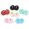Flat Round with Rose Flower Stud Earrings for Women EJEW-N046-015-NR-2