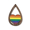 Rainbow/Pride Flag Theme Single Face Printed Aspen Wood Big Pendants WOOD-G014-02B-2